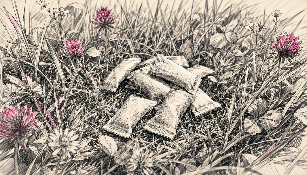 Used nicotine pouches discarded in soil near street