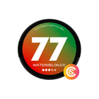 77 Watermelon Ice nicotine pouch can, black rim with red-to-green gradient lid and white 77 logo