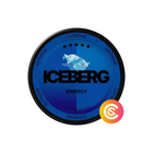 Iceberg Energy Extreme nicotine pouch can, black can with blue lid and ICEBERG logo