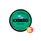 ICEBERG Sweet Mint nicotine pouch can, black can with green lid and ICEBERG logo, Extreme