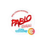 PABLO Exclusive Blue Raspberry nicotine pouch can, white lid with red PABLO logo and blue flavour label