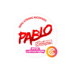 PABLO Exclusive Pink Lemonade nicotine pouch can, white lid with red PABLO logo and pink flavour label