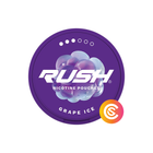 RUSH Grape Ice nicotine pouch can, purple lid with grape graphic