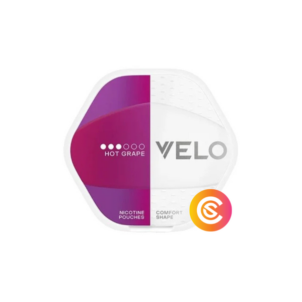 VELO nicotine pouches packaging with colorful design on a white background